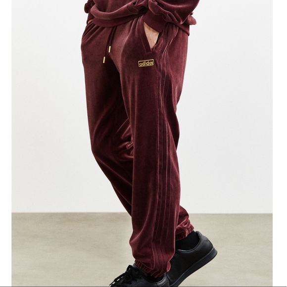 adidas velour pants maroon